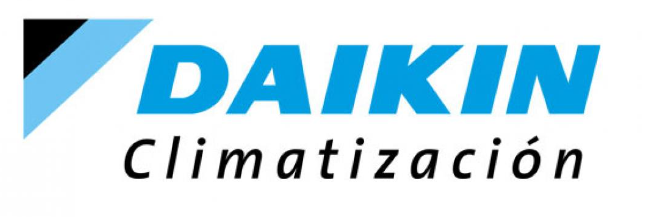 Un logotipo de Daikin azul y blanco sobre un fondo blanco.