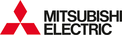 El logotipo de Mitsubishi Electric es rojo y negro.