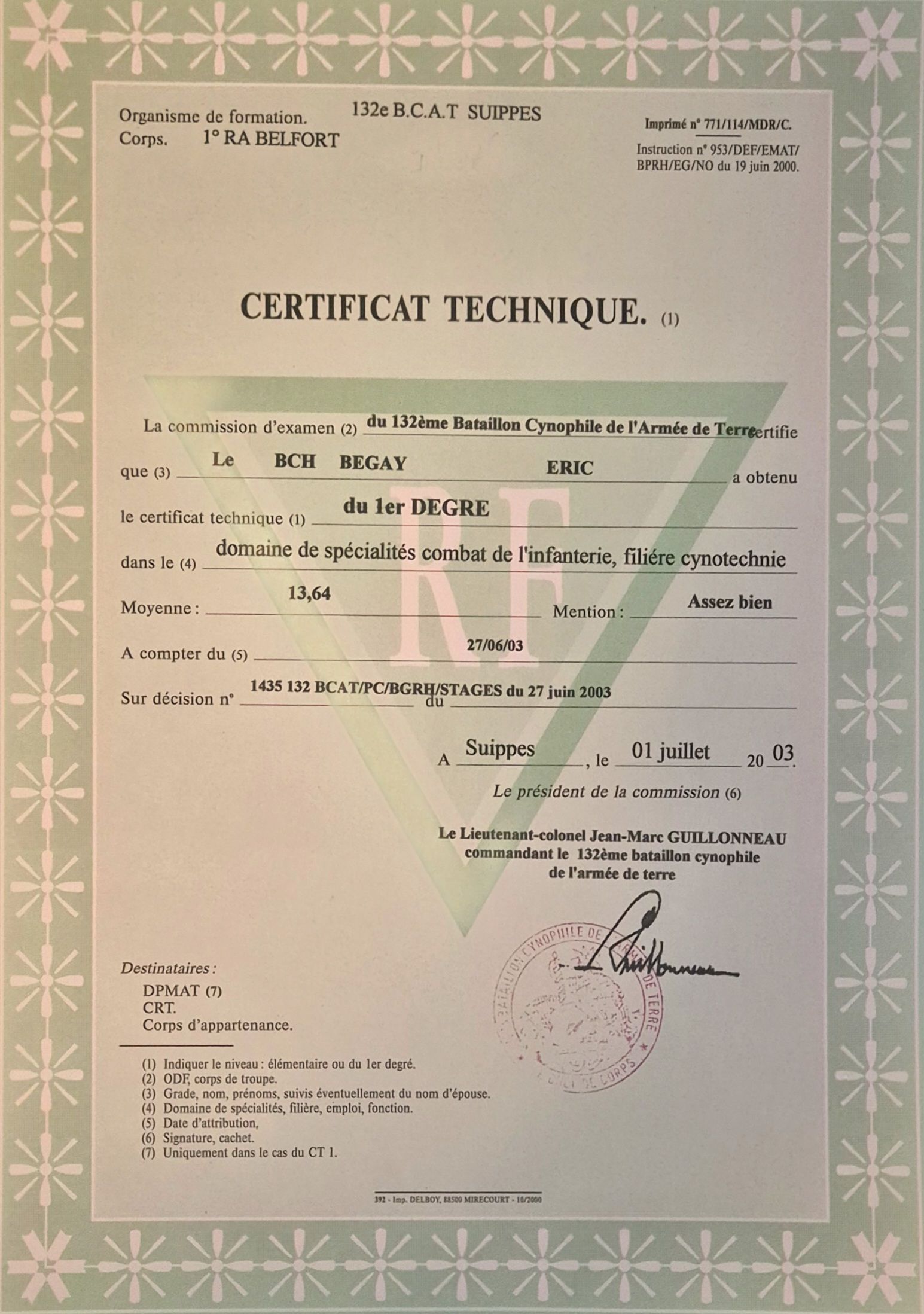 Certificat technique