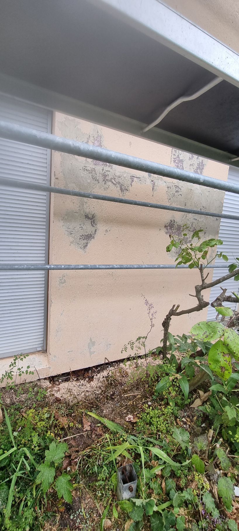 Détails de mur avant travaux sous échaffaudage