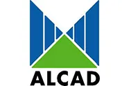 Un logotipo azul y verde con la palabra alcad sobre un fondo blanco.