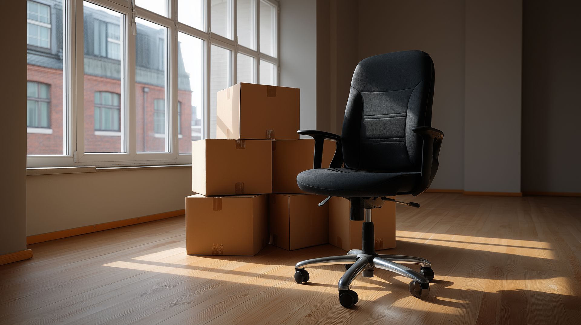 Deux hommes chargent des cartons dans une camionnette.