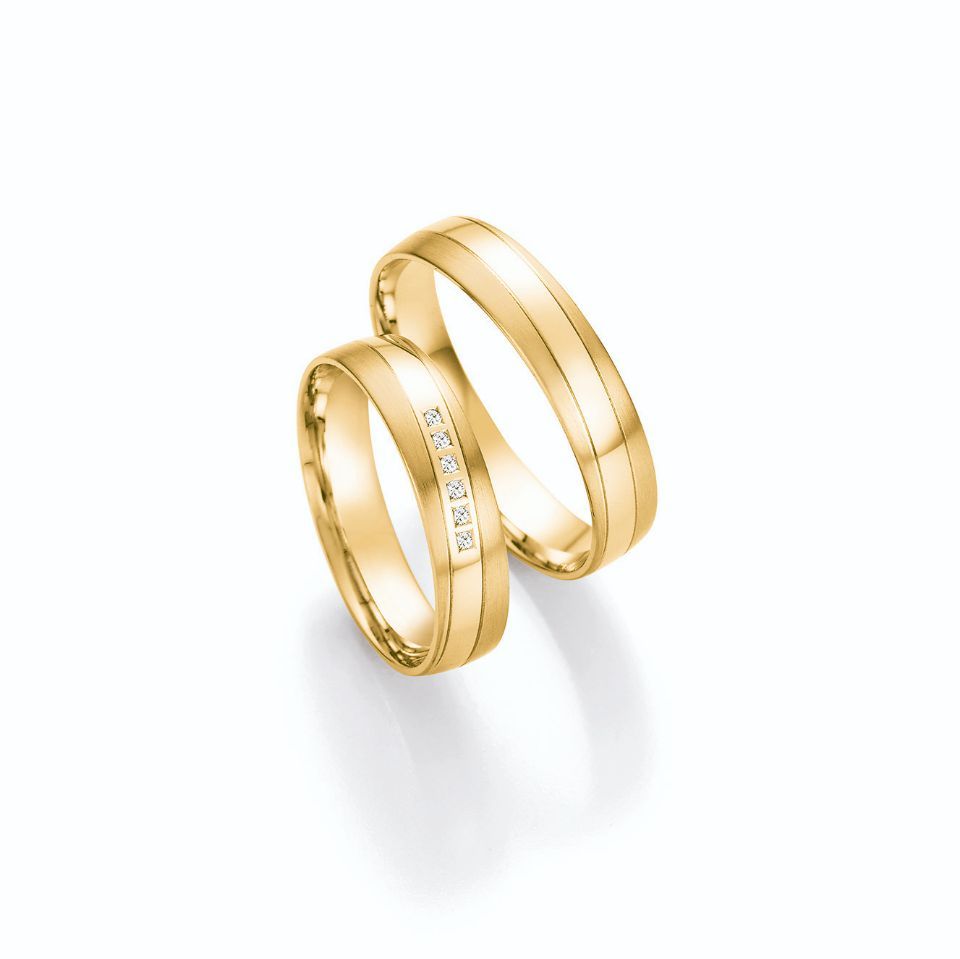 Einfarbige Hochzeitsringe in Gold mit Steinen