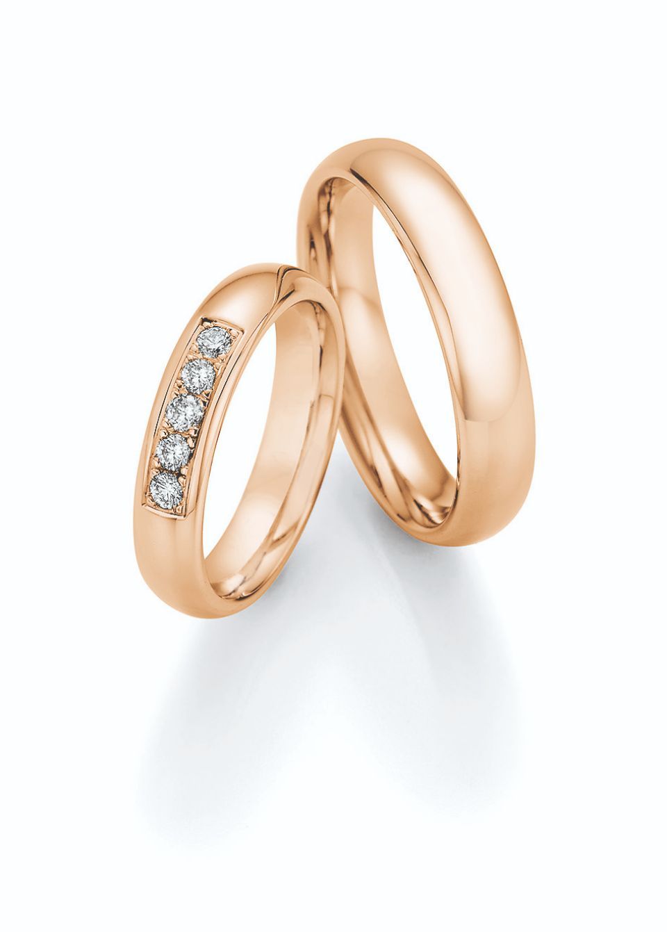 Einfarbige Hochzeitsringe mit Steinen in Roségold