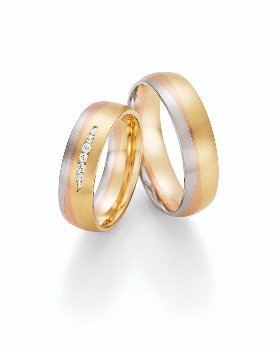 Hochzeitsringe in bicolor mit Gold und Edelstahl mit Stein