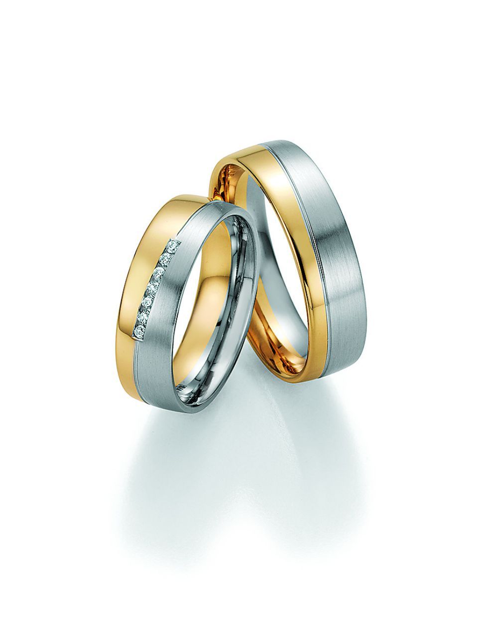 Hochzeitsringe in bicolor mit Gold und Edelstahl mit Stein