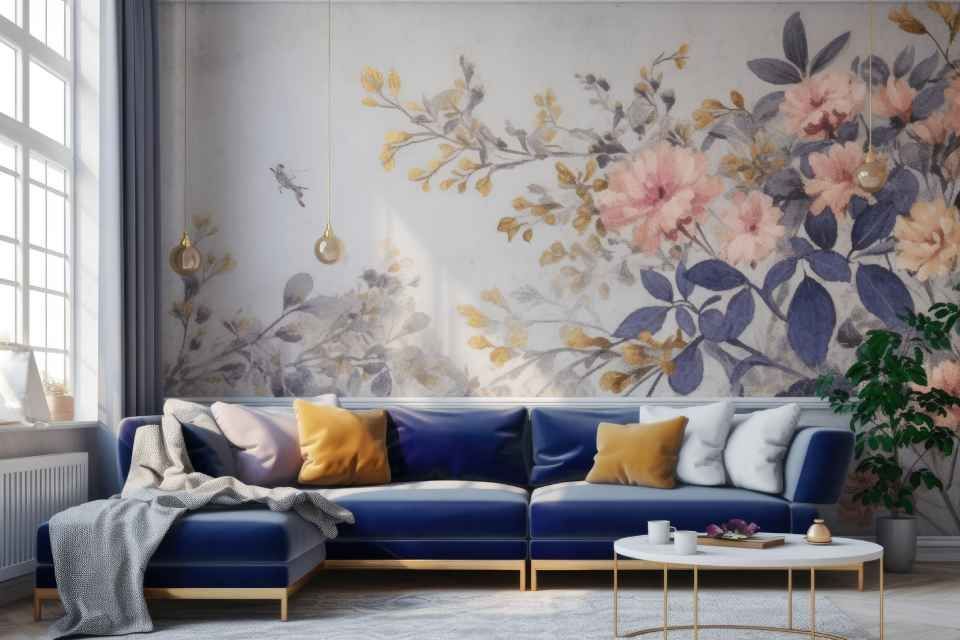 Wandmalerei in zarten Farben