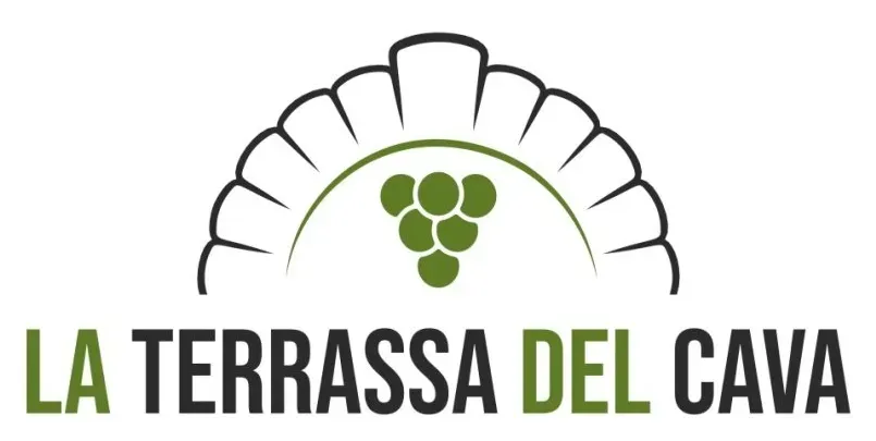 Logotipo de La Terrassa del Cava con un racimo de uvas verdes bajo un arco estilizado.