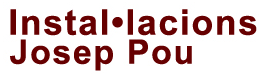 Text que diu "Instal·lacions Josep Pou" en vermell fosc.