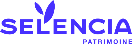 Logo de SELENCIA PATRIMOINE en bleu et violet sur fond blanc.