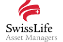 Logo de Swiss Life Asset Managers avec emblème rouge et texte noir sur fond blanc.