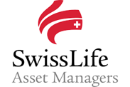 Logo de Swiss Life Asset Managers avec emblème rouge et texte noir et gris sur fond blanc.