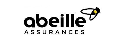 Logo d'Abeille Assurances avec texte noir et icône d'abeille jaune et noire sur fond blanc.