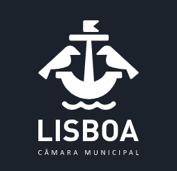 Lisbon city logo: Anchor with birds, waves, flag, and