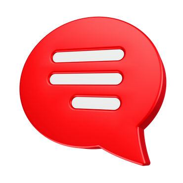Bulle de dialogue rouge avec trois lignes horizontales blanches.