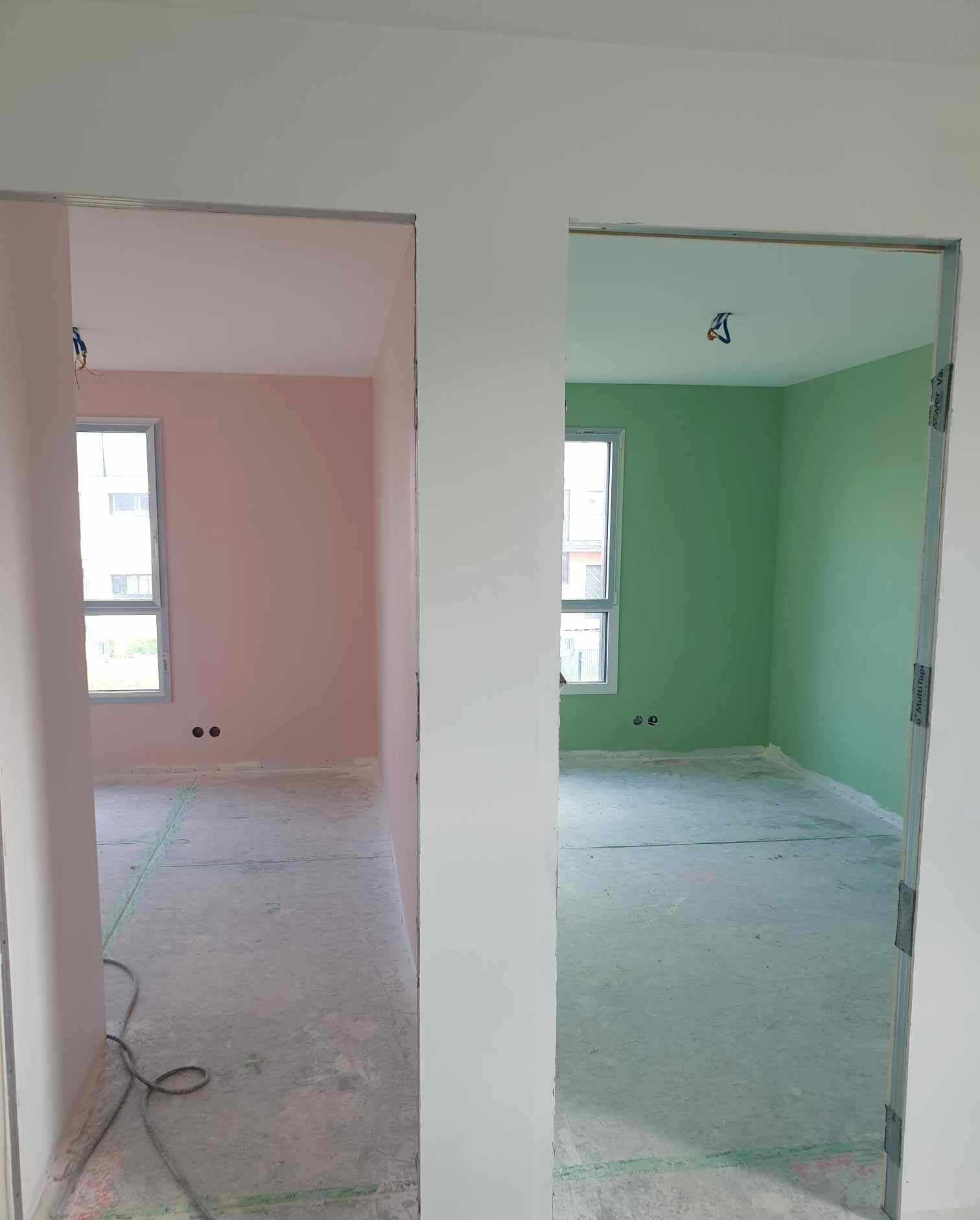 Peintures chambre rose et vert