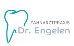 Ein Logo für eine Zahnarztpraxis mit einem Zahn und dem Namen Dr. Engelen.