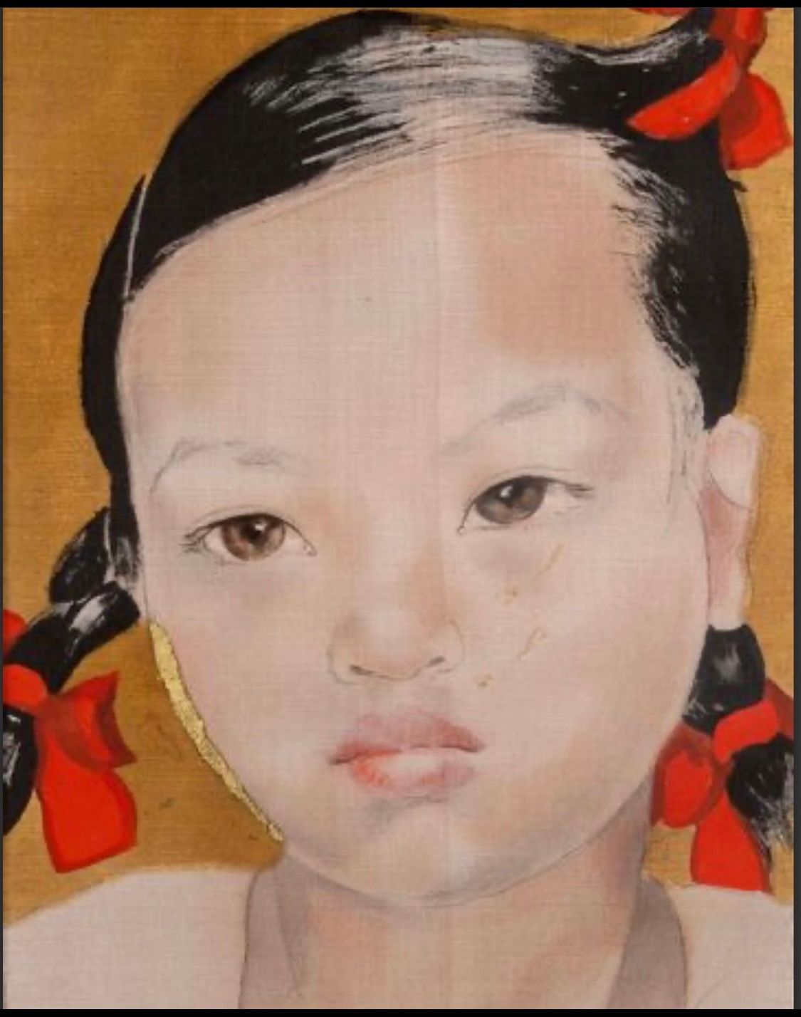 Strasbourg antiquaire - portait peint d'une petite fille asiatique