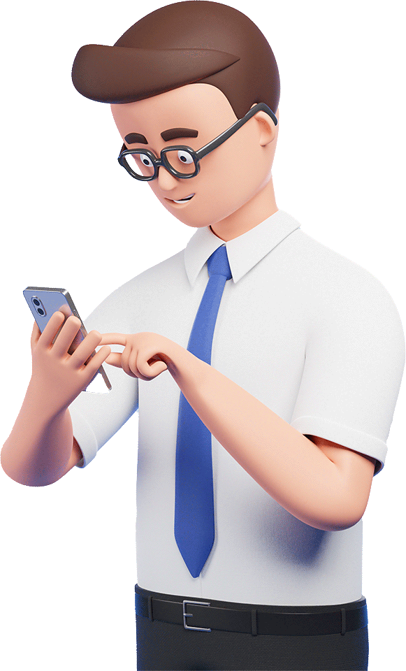 Personne en 3D se servant de son mobile