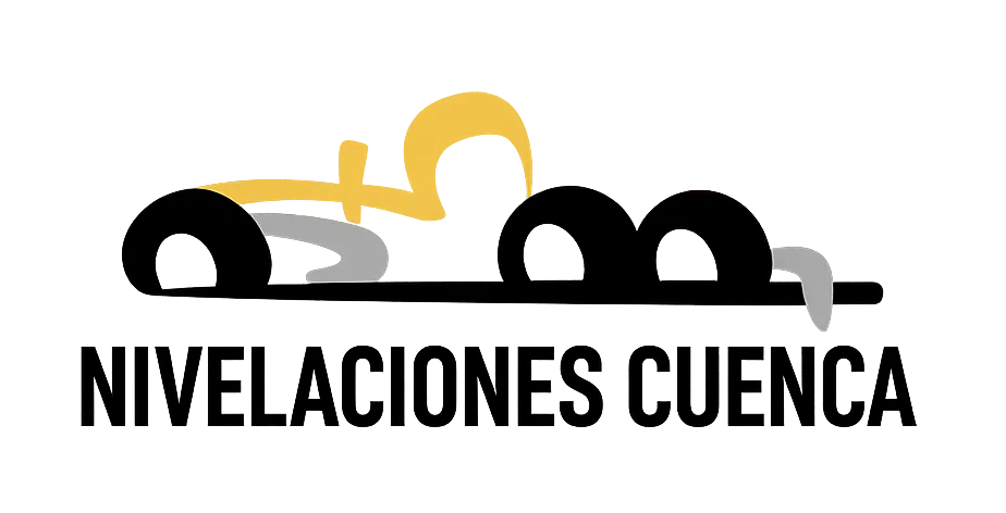 Logotipo con maquinaria estilizada en negro y amarillo sobre el texto &ldquo;NIVELACIONES CUENCA&rdquo;