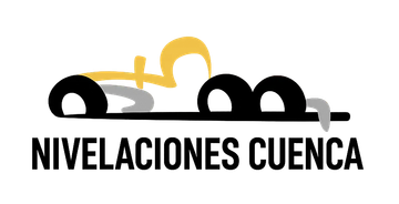 Logotipo con maquinaria estilizada en negro y amarillo sobre el texto &ldquo;NIVELACIONES CUENCA&rdquo;