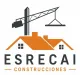 Logo de ESRECAI Construcciones con gr&uacute;a y techo de casa naranja sobre fondo blanco