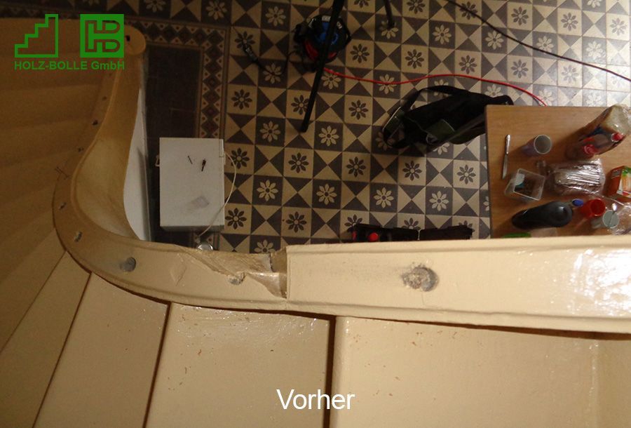 Ein Bild einer Treppe mit dem Wort „vorher“ auf der Unterseite