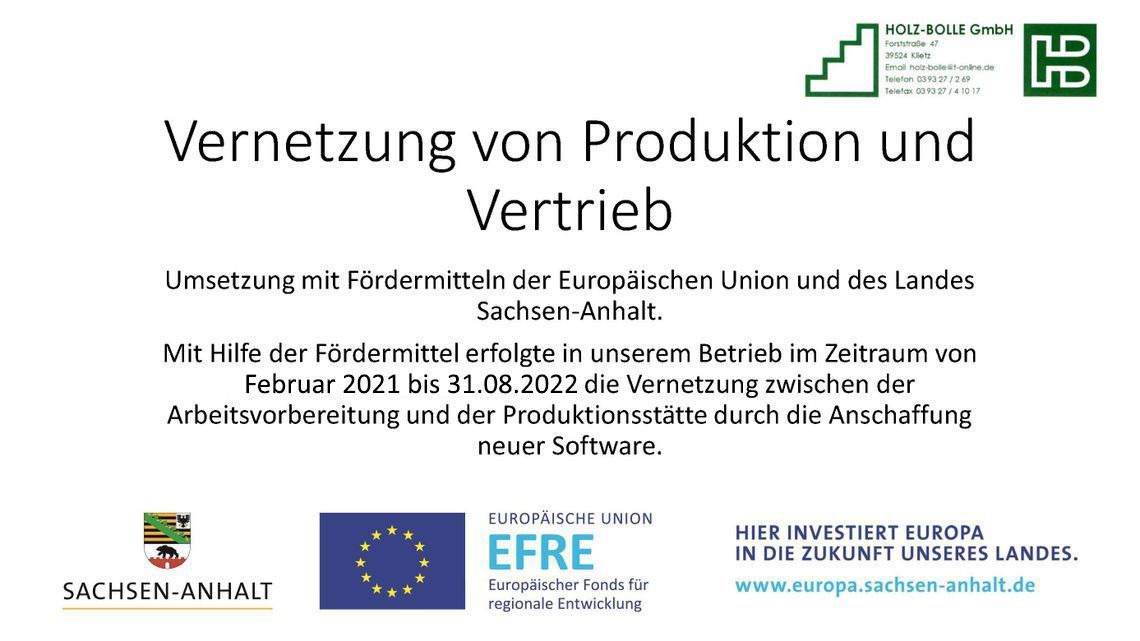 A sign that says vernetzung von produktion und vertrieb on it