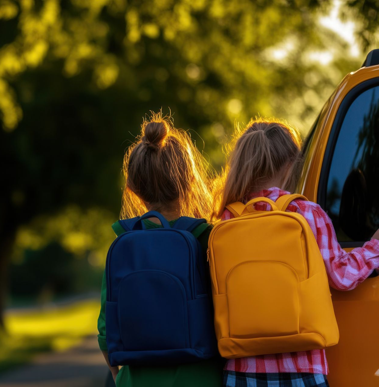 Deux enfants avec des sacs à dos lors d'une promenade en forêt