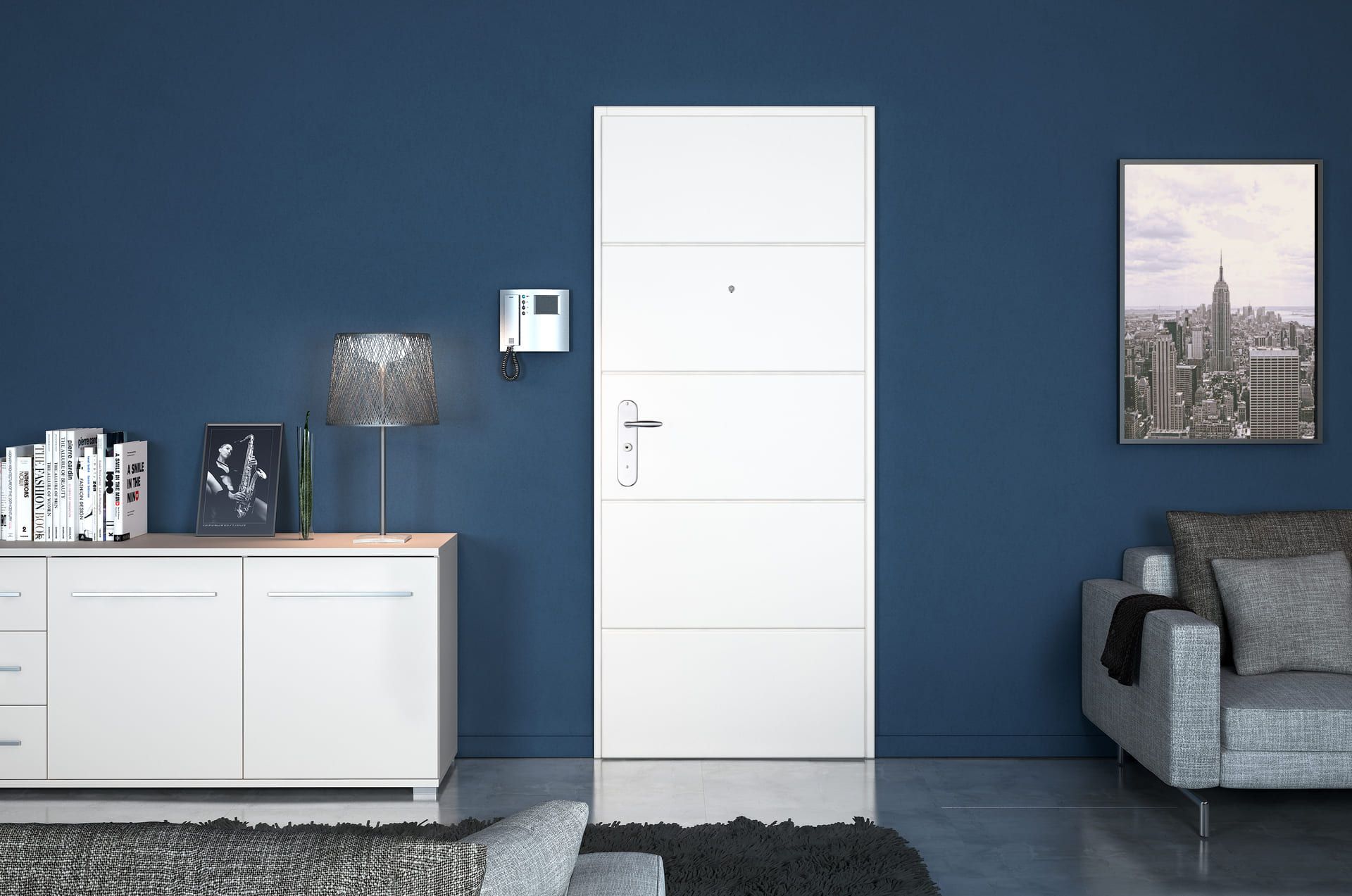 Grande armoire blindée blanche