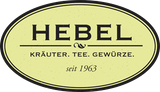 HEBEL logo on pale yellow oval with black border; text: "Kr&auml;uter. Tee. Gew&uuml;rze." and "seit 1963"