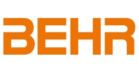 El logotipo de Behr es naranja y blanco sobre un fondo blanco.
