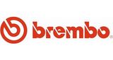 El logotipo de Brembo es rojo y blanco sobre un fondo blanco.