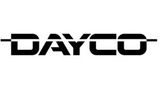 Un logotipo en blanco y negro para Dayco sobre un fondo blanco.