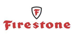 El logotipo de Firestone es rojo y negro y tiene un escudo.