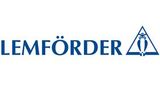 El logotipo de lemförder es un triángulo azul con un búho encima.