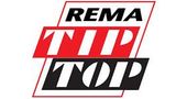 Un logotipo rojo y negro para rema tip top sobre un fondo blanco.