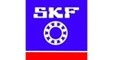 El logotipo de skf está sobre un fondo azul y rojo.