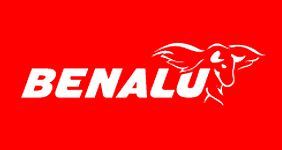 El logotipo de Benalu es rojo y blanco y tiene un elefante encima.