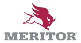 El logo de Meritor es un toro con alas sosteniendo un palo.