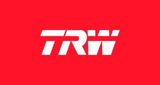 El logotipo de TRW está sobre un fondo rojo.