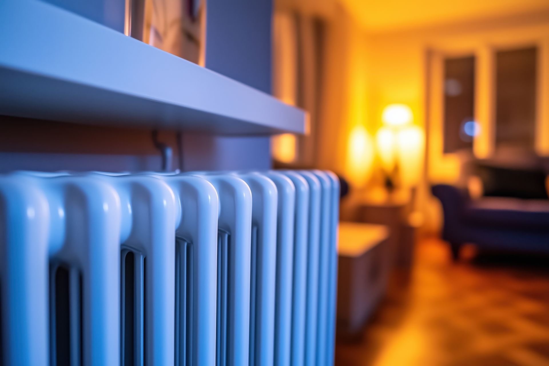 Radiateur en très gros plan.