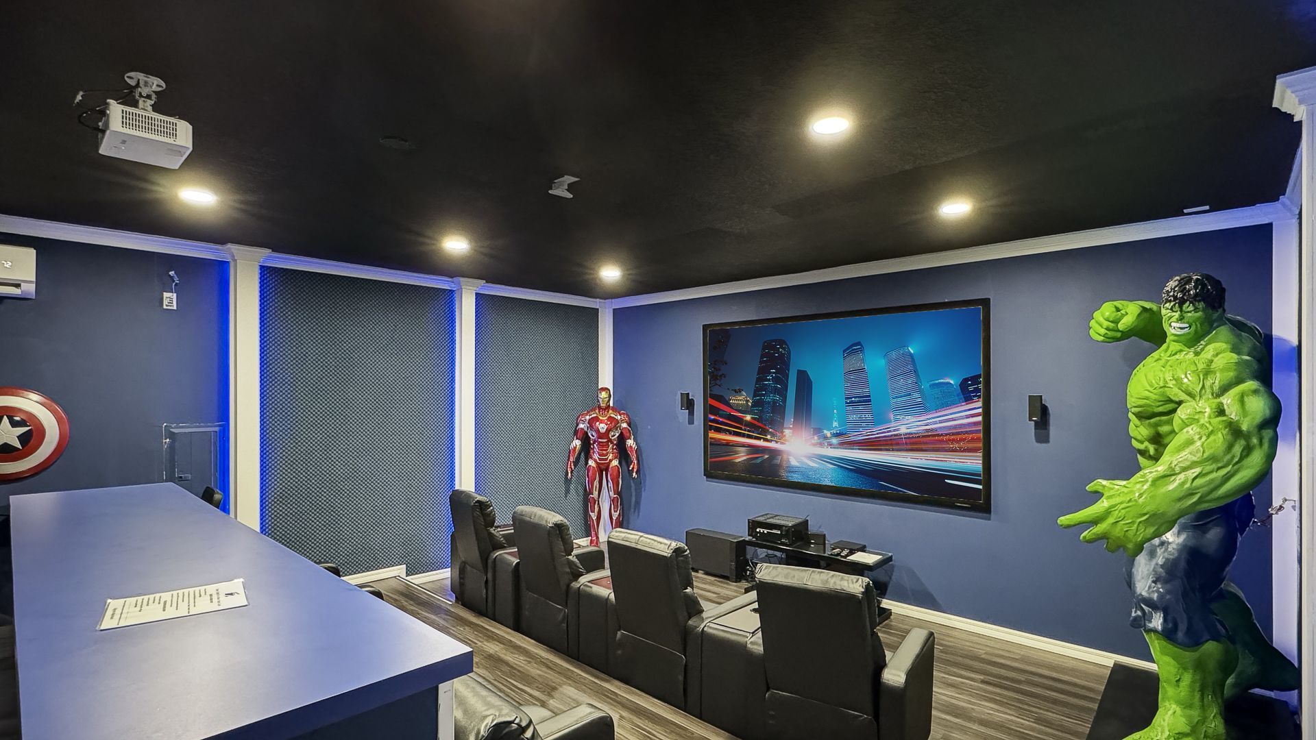 hulk avengers iron man themed movie theatre at the moon valley villa 