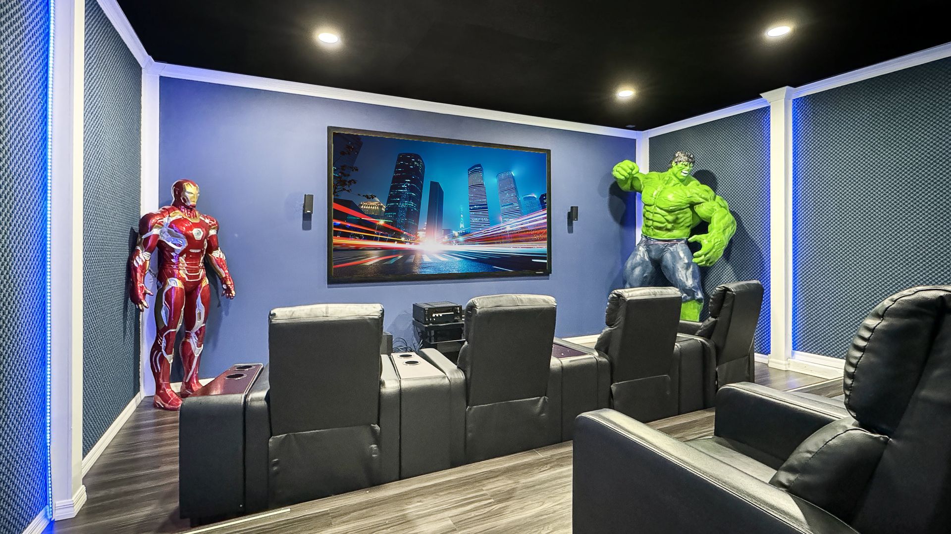 hulk avengers iron man themed movie theatre at the moon valley villa 