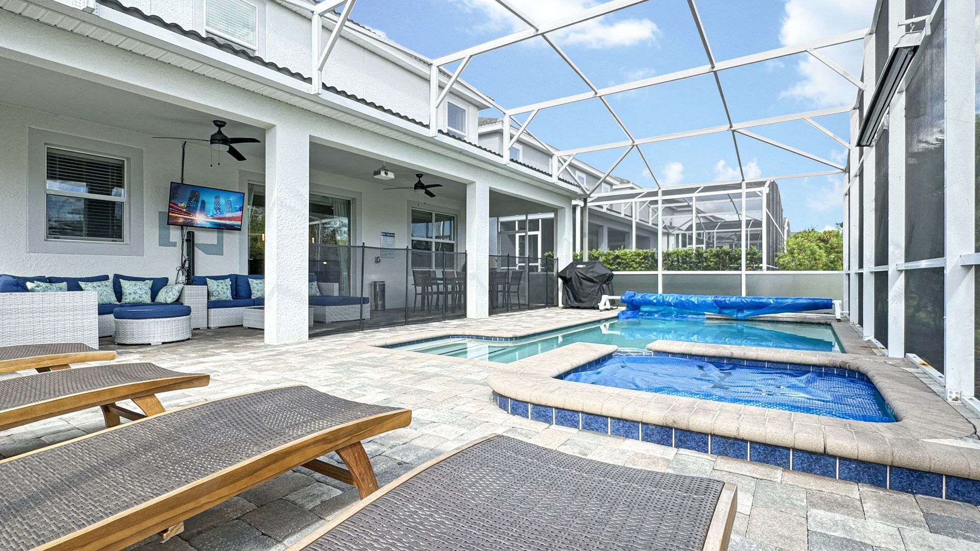 moon valley villa lounge chairs by saltwater pool