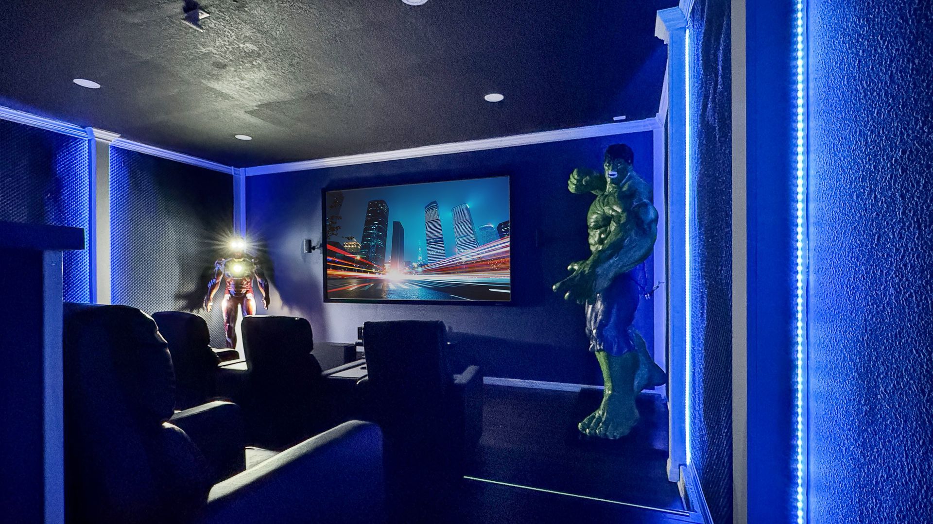 hulk avengers iron man themed movie theatre at the moon valley villa 
