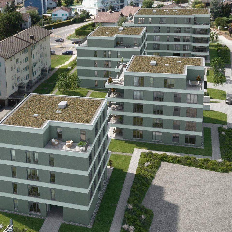 Gestrichene Wohngebäude, Arbeit der Manu's Malergeschäft AG