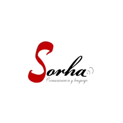 "Sorha" logo with a stylized red "S", and cursive text "Comunicaci&oacute;n y lenguaje".