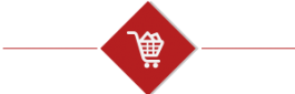 Icône de panier d'achat en forme de diamant rouge avec symbole de panier blanc sur fond clair