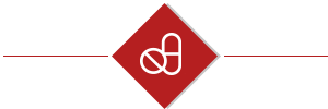 Symbole en forme de losange rouge avec une icône abstraite en boucle blanche centrée sur un fond blanc orné de fines lignes horizontales rouges.